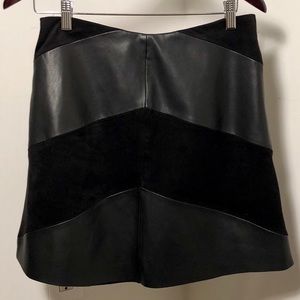 Suede and leather skirt